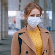 lady with mask covering mouth and nose