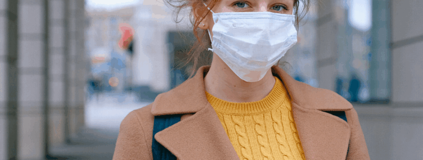 lady with mask covering mouth and nose