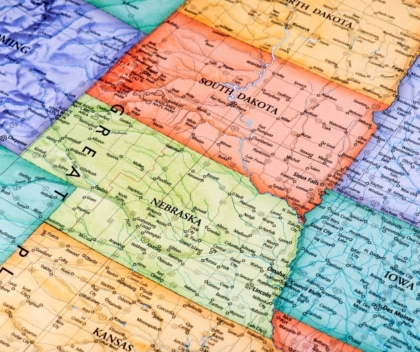 Map of IA, NE and SD